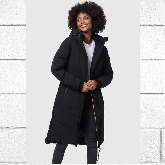 NWT! Marikoo Maxi-Length Puffer Coat with Hood, Sealing Pockets, Two-Way Zipper - Picture 1 of 16